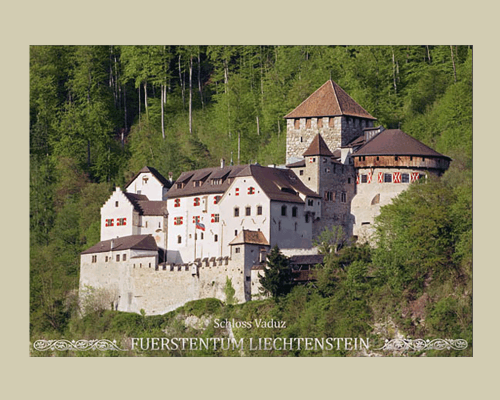 Bildpostkarte: Schloss Vaduz in den vier