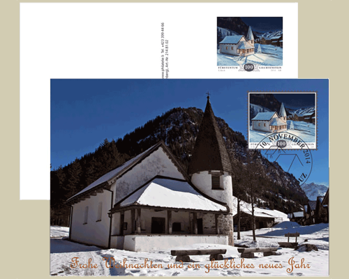 Bildpostkarte: Weihnachten - Bergkapelle