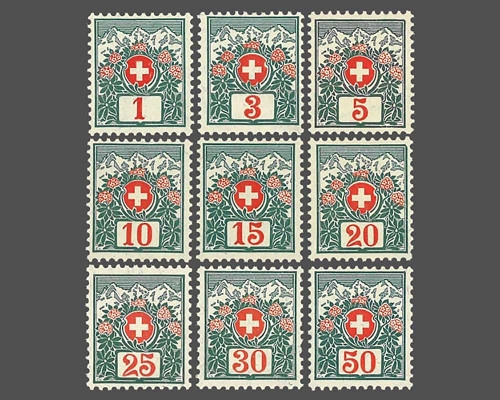 Schweizer Wappen und Alpenrosen