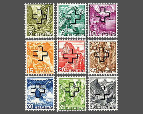 Landschaftsbilder mit Aufdruck eines Kre