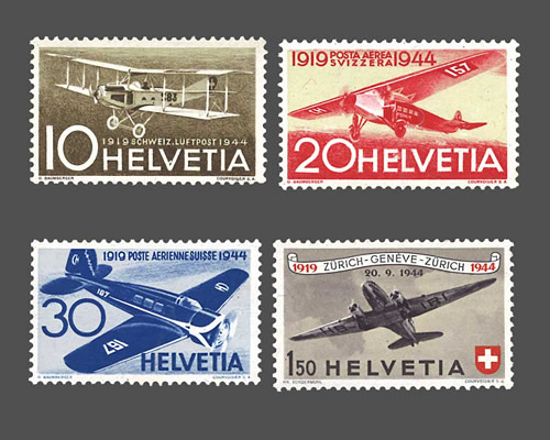 Sonderflugpostmarken 25 Jahre schweizeri