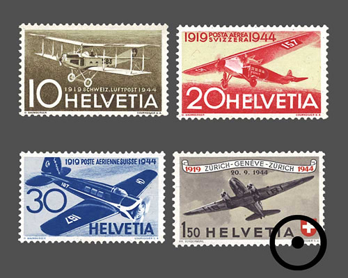 Sonderflugpostmarken 25 Jahre schweizeri