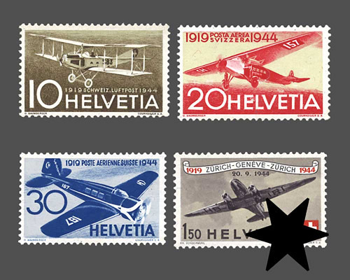 Sonderflugpostmarken 25 Jahre schweizeri