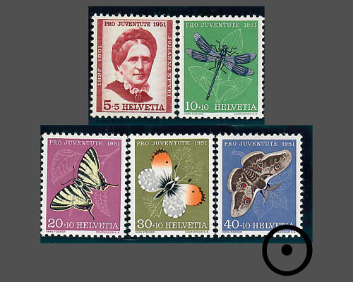 Bildnis Johanna Spyri und Insektenbilder