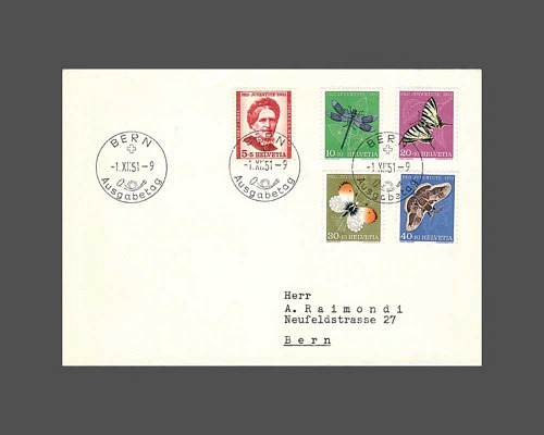 Bildnis Johanna Spyri und Insektenbilder