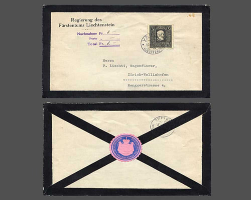 3 Fr. Trauermarke 1938 auf NN-Regierungs