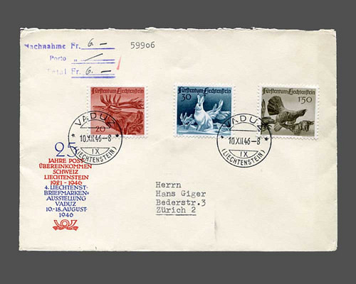 Jagd 1946 auf NN-Brief mit Ersttags-Stem