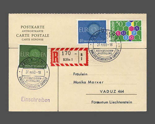 CHF 0.50 Europa 1960 mit 10 + 40 Pfg. BR