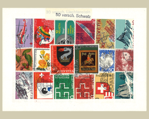 50 verschiedene Schweizer Briefmarken