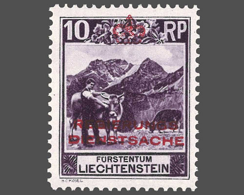 Definitive stamps 1930 with coloured imp