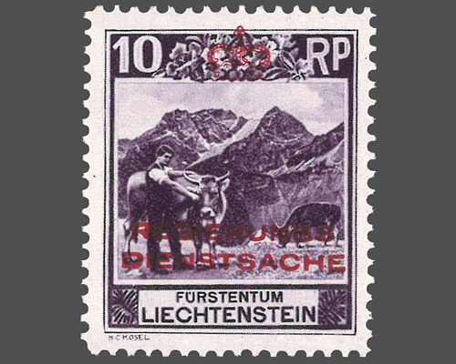 Definitive stamps 1930 with coloured imp