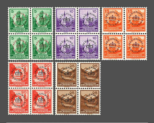Timbres-poste courants 1934/1935 avec su