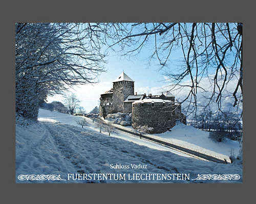 Bildpostkarte Schloss Vaduz in den vier