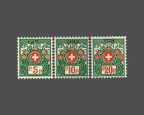 Schweizer Wappen und Alpenrosen mit Kont