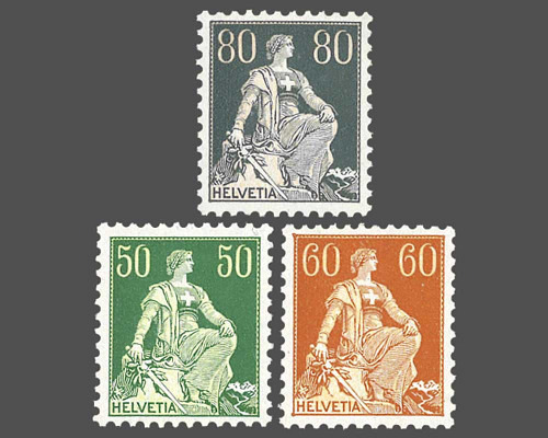 Helvetia mit Schwert, Kreidepapier, glat