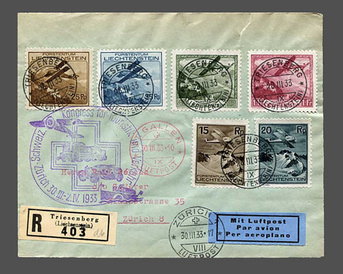 Flugpost 1930 auf R-Sonderflugbrief Eröf