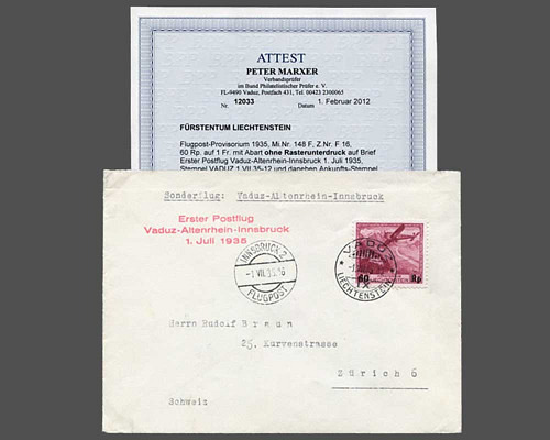 Flugpost-Provisorium CHF 0.60 auf CHF 1.