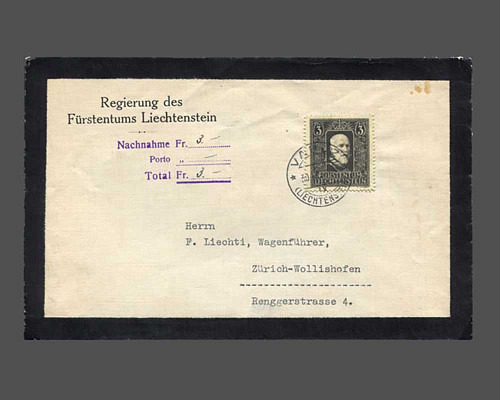 3 Fr. Trauermarke 1938 auf NN-Regierungs