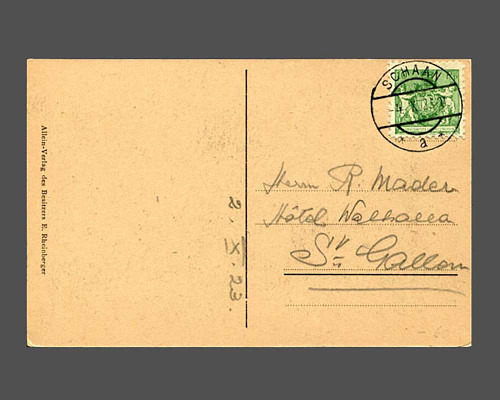 10 Rp. Zähnung 9 1/2 auf Ansichtskarte d