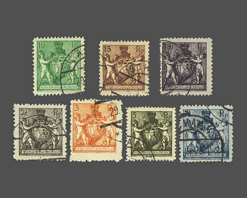 Mi.Nr. 46-52 B, Freimarken 1921 - Zähnun