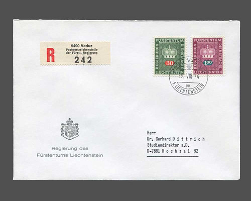 Mi.Nr. 48 + 55, 30 Rp. und 1.20 Fr. auf