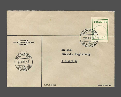auf Postamts-Brief, Stempel Schaan 29.VI